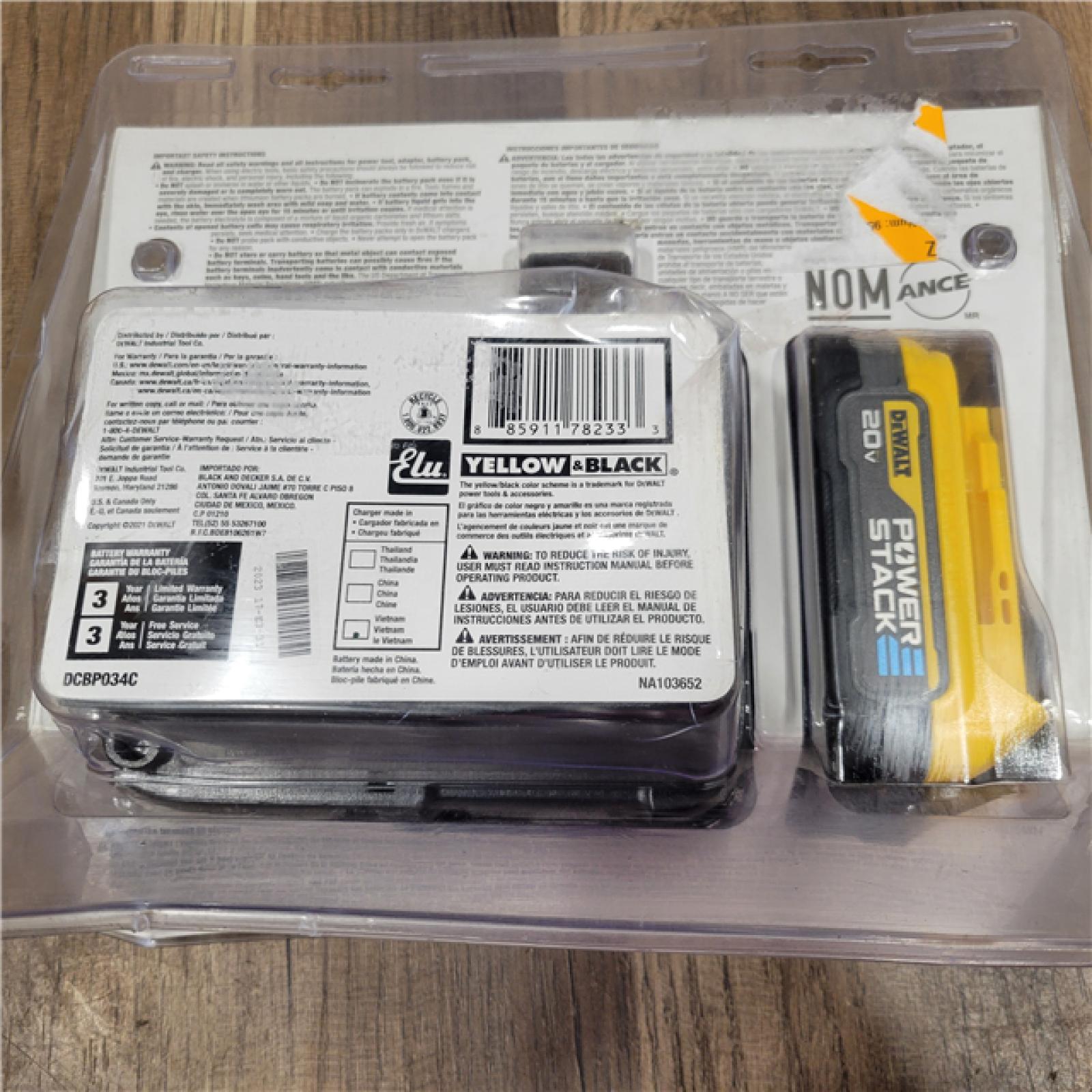 NEW! DEWALT DCBP034C 20V MAX Starter Kit with PowerStack Lithium-Ion Compact Battery and Charger