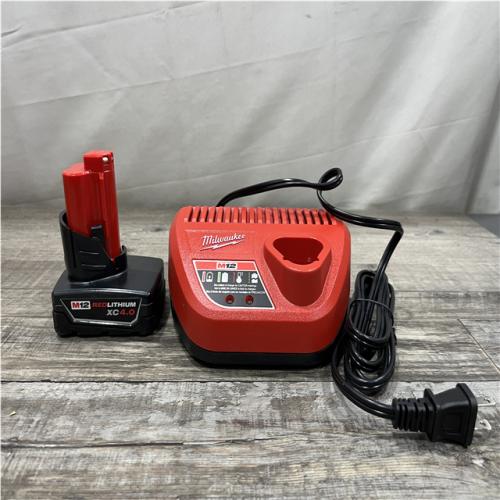 AS-IS Milwaukee 12-Volt Lithium-Ion XC Battery Pack 4.0 Ah and Charger Starter Kit