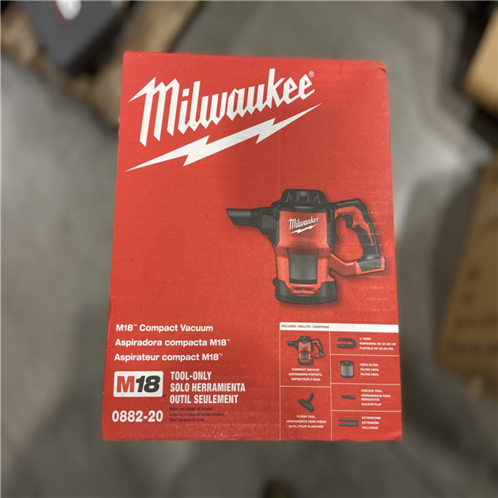 NEW! - Milwaukee Bagless M18 18-Volt Lithium-Ion Cordless HEPA Compact Handheld Vacuum (Tool-Only)