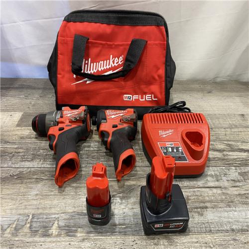 AS-IS Milwaukee FUEL 12-Volt Lithium-Ion Brushless Cordless Hammer Drill and Impact Driver Combo Kit