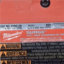 AS-IS Milwaukee 2760-20 - M18 Fuel Surge 18V Cordless Drill/Driver (Tool-Only)