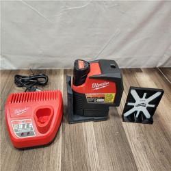 AS-IS- Milwaukee M12 12-Volt Lithium-Ion Cordless Green 125 Ft. Cross Line and Plumb Points Laser Level Kit W/3.0 Ah Battery & Track Clip