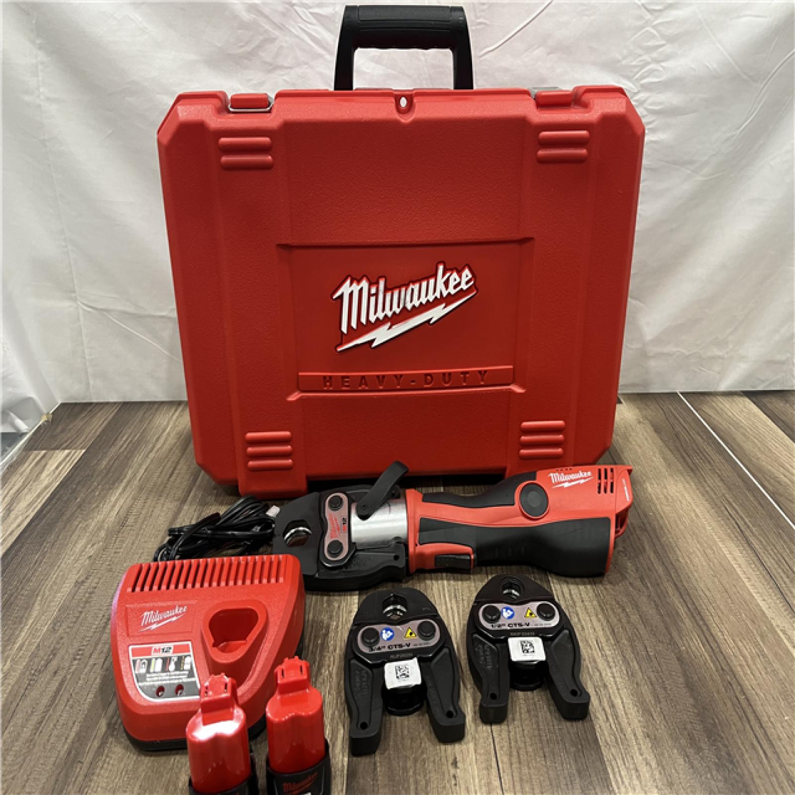AS-IS MILWAUKEE 12-Volt Lithium-Ion Force Logic Cordless Press Tool Kit (3 Jaws Included) with Two 1.5 Ah Battery and Hard Case