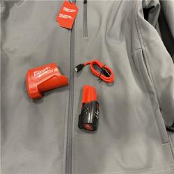 AS-IS Milwaukee Men's Large 12-Volt Lithium-Ion Cordless Tough Shell Gray Heated Jacket Kit