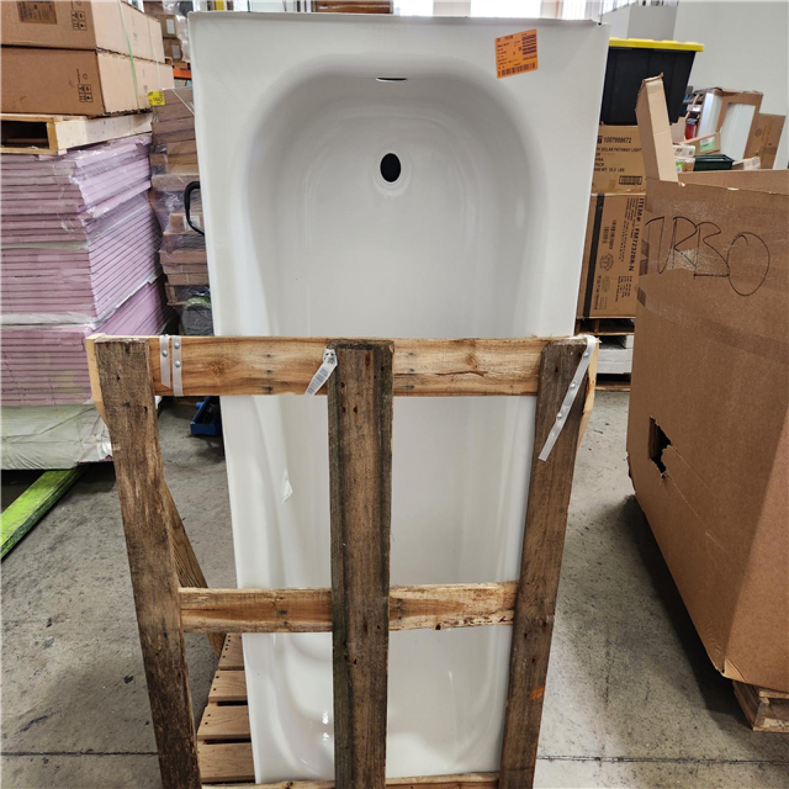 Phoenix Location Magic Chef 10.1 cu. ft. Top Freezer Refrigerator in Black and Bootz Industries Maui 60 in. x 30 in. Soaking Bathtub with Right Drain in White Pallet