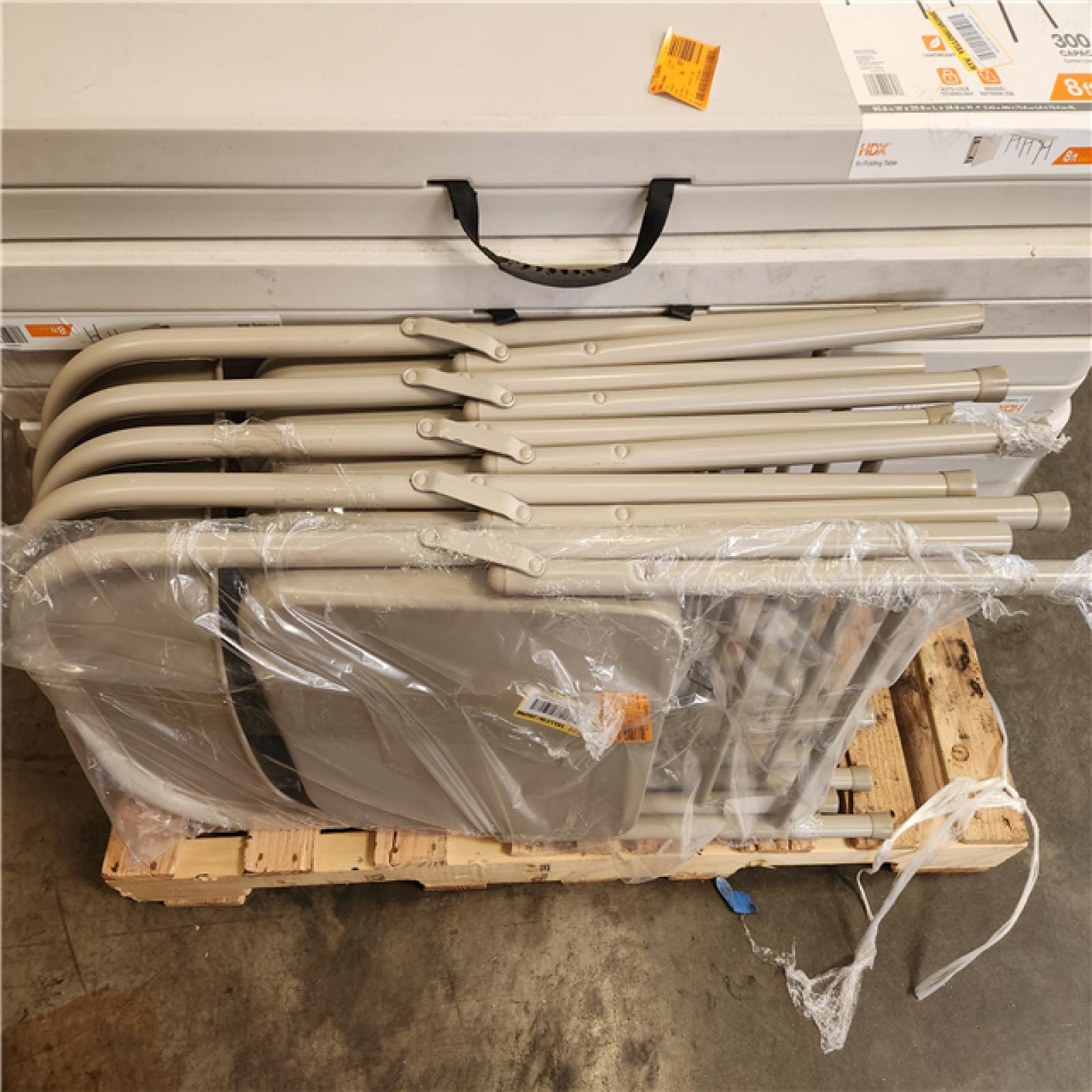 Phoenix HDX 8 ft. Rectangle Almond Resin Top Folding Utility Table Seats 8 Pallet (6-Tables) (6-Chairs)