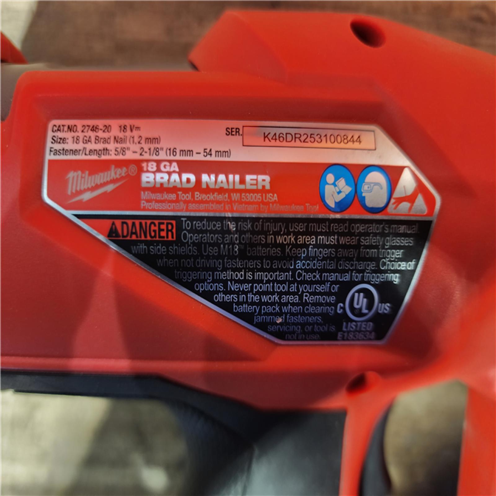 HOUSTON LOCATION - AS-IS Milwaukee M18 Fuel 18V Brushless 18-Gauge Brad Nailer 2746-20 (Bare Tool)