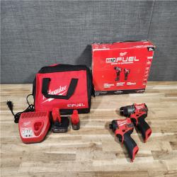 HOUSTON LOCATION - AS-IS Milwaukee  FUEL 12-Volt Lithium-Ion Brushless Cordless Hammer Drill and Impact Driver Combo Kit