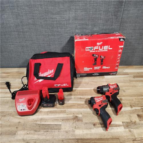 HOUSTON LOCATION - AS-IS Milwaukee  FUEL 12-Volt Lithium-Ion Brushless Cordless Hammer Drill and Impact Driver Combo Kit