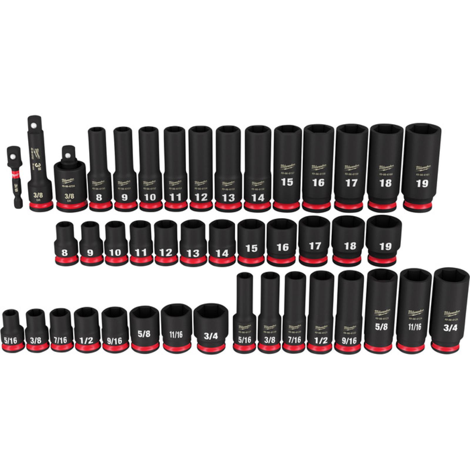 NEW - Milwaukee SHOCKWAVE 3/8 in. Drive SAE and Metric 6 Point Impact Socket Set (43-Piece)