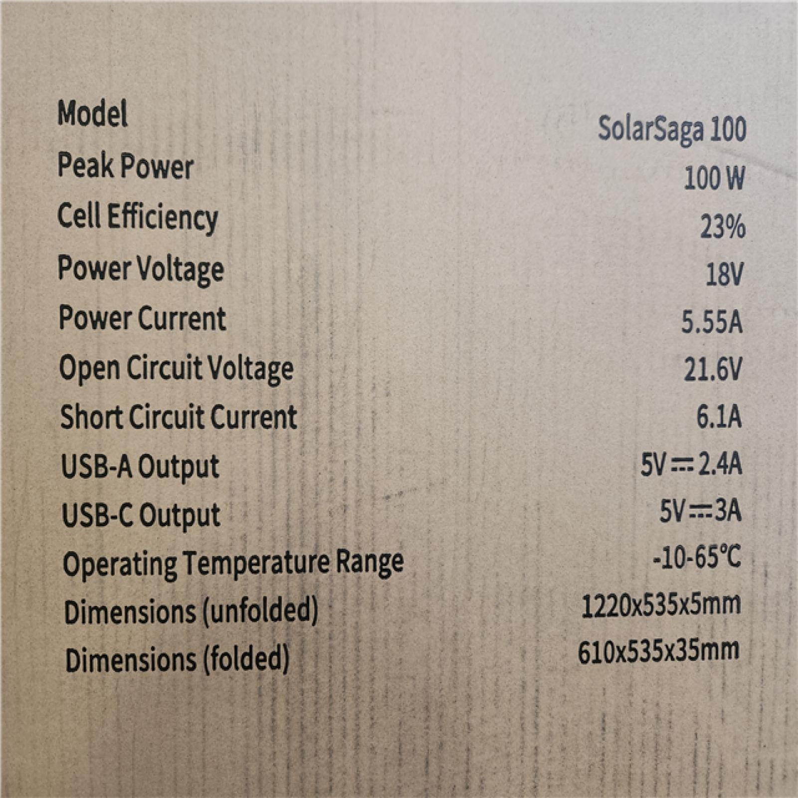 Phoenix NEW Jackery SolarSaga 100-Watt Portable Solar Panel for Explorer 290/550/880/1000/1500 Power Station with built-in 2 USB Outputs