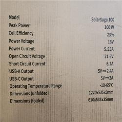 Phoenix NEW Jackery SolarSaga 100-Watt Portable Solar Panel for Explorer 290/550/880/1000/1500 Power Station with built-in 2 USB Outputs