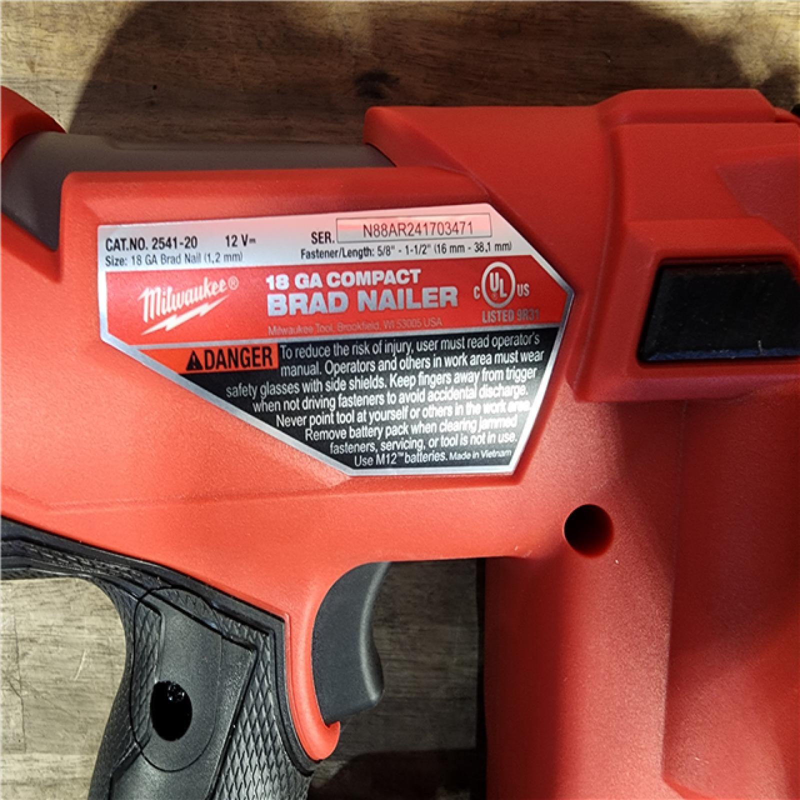 HOUSTON LOCATION - AS-IS M12 FUEL 12-Volt Lithium-Ion Brushless Cordless 18-Guage Compact Brad Nailer (Tool Only)