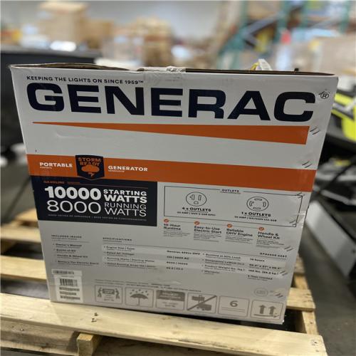 DALLAS LOCATION - Generac 10000 / 8000-Watt Electric Start Gasoline Powered Portable Generator w/ COSense and 3 ft. Adapter Cord Included-GP8000E