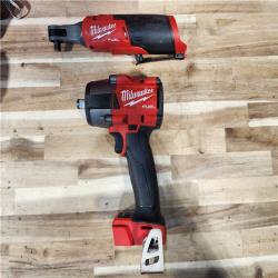 HOUSTON LOCATION - AS-IS Milwaukee FUEL 18V Cordless Mid Torque 1/2 in. Impact Wrench w/ M12 FUEL 3/8 in. Ratchet & Battery/Charger Combo Kit