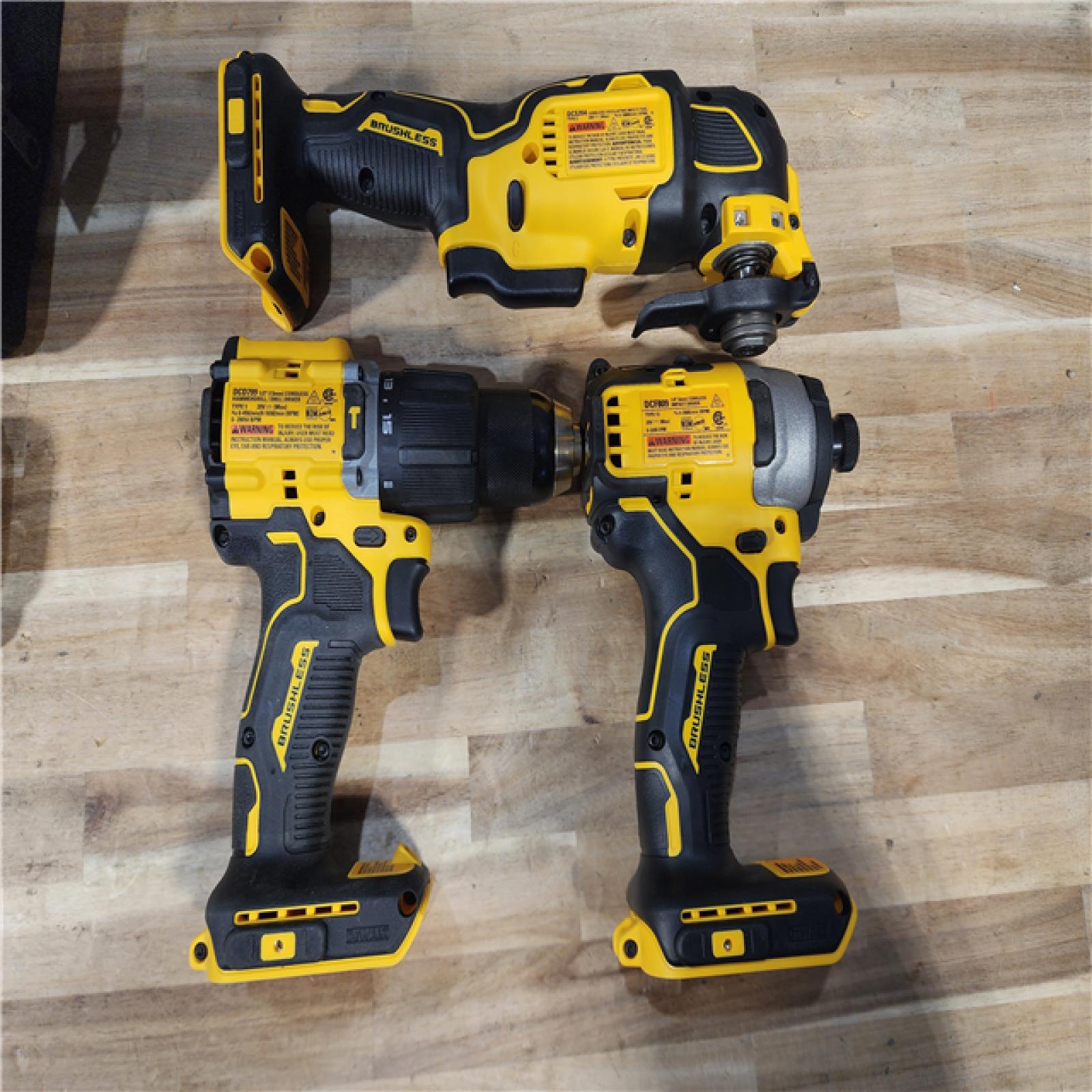 HOUSTON LOCATION - AS-IS DEWALT ATOMIC 20-Volt Lithium-Ion Cordless Brushless (3-Tool) Combo Kit