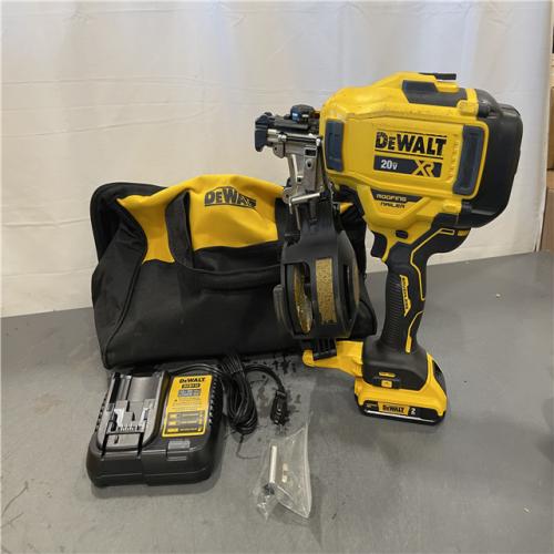 AS-IS - DEWALT 20V MAX Lithium-Ion 15-Degree Electric Cordless Roofing Nailer Kit
