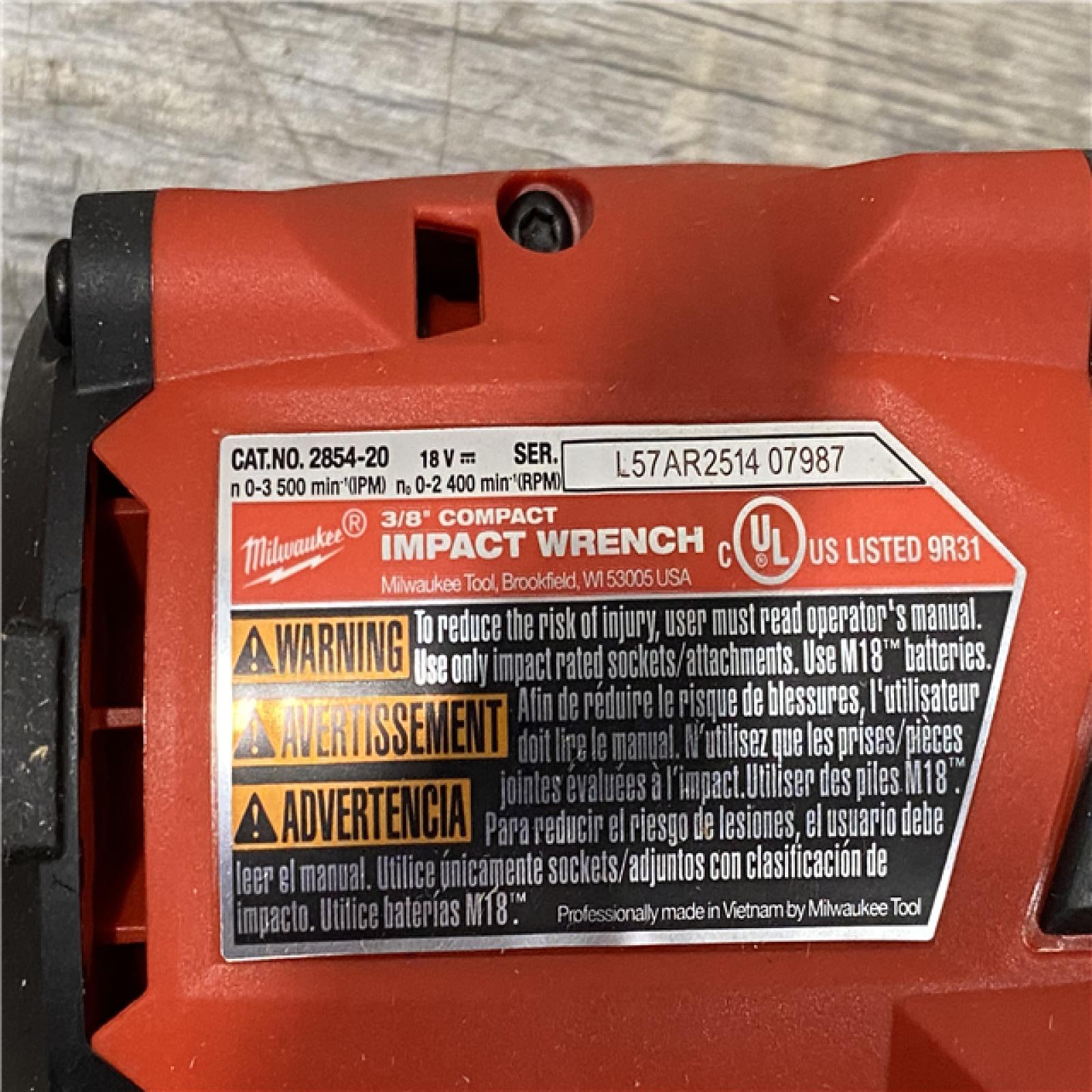 AS-IS Milwaukee FUEL GEN-3 18V Lithium-Ion Brushless Cordless 3/8 in. Compact Impact Wrench with Friction Ring (Tool-Only)