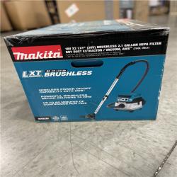 NEW! - MAKITA 18V X2 LXT (36V) Brushless Cordless 2.1 Gal. HEPA Filter Dry Dust Extractor/Vacuum  with AWS Tool Only