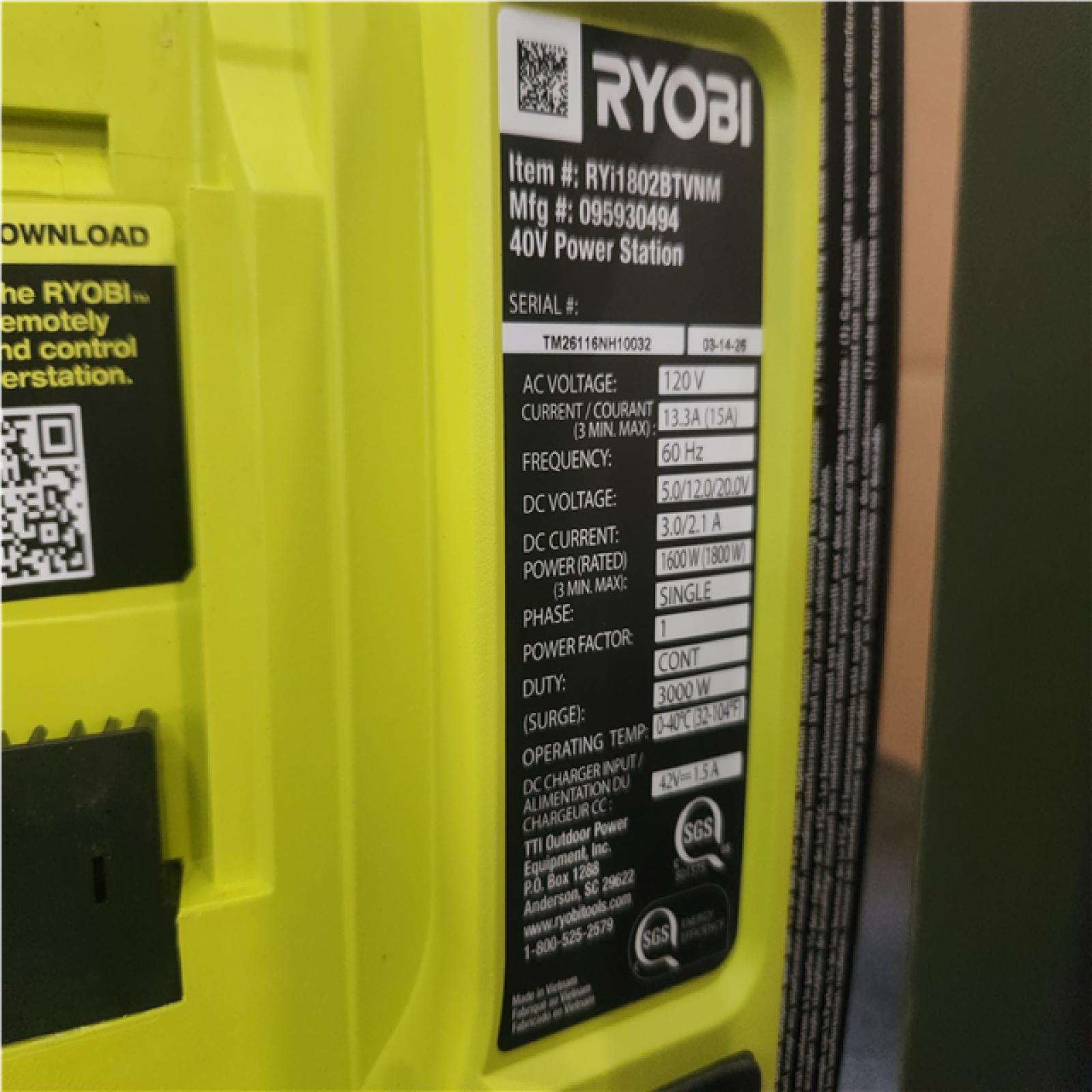 Phoenix NEW RYOBI 40V 1800-Watt Portable Battery Inverter Power Station and 4-Port Charger (Tool Only)