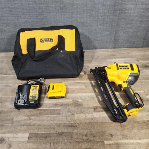 HOUSTON LOCATION - AS-IS DeWalt 20V 16 Gauge Cordless Angled Finish Nailer Kit W/ 2Ah Battery