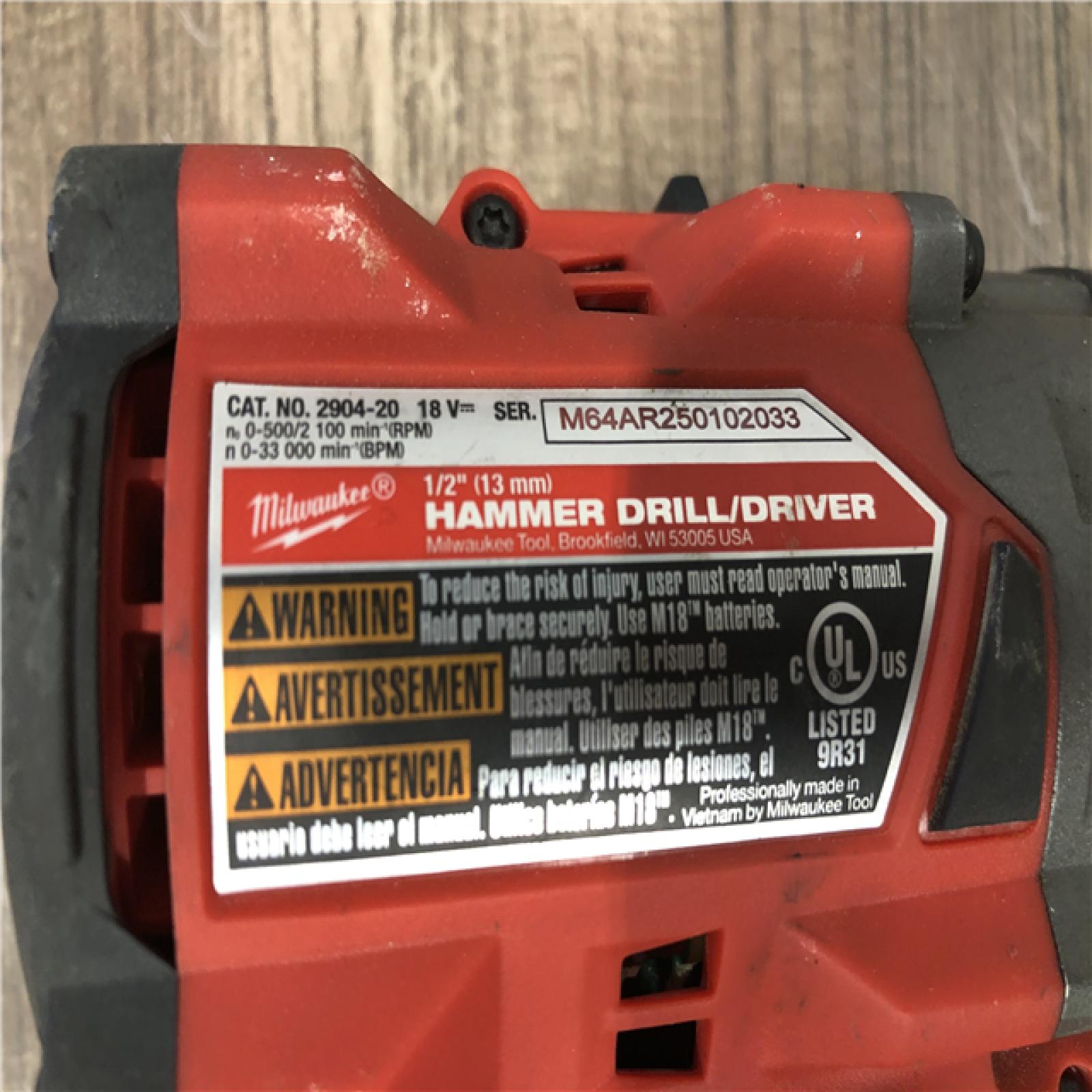 AS-IS Milwaukee FUEL 18V Lithium-Ion Brushless Cordless 1/2 in. Hammer Drill/Driver (Tool-Only)
