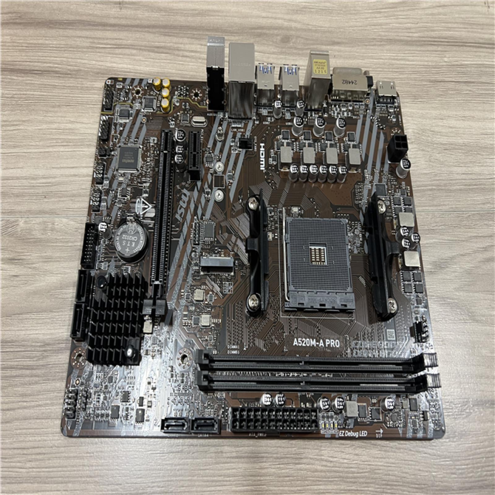 AS-IS MSI A520M-a PRO V1 Gaming Motherboard (AMD Ryzen 5000  AM4  DDR4  PCIe 3.0  SATA 6Gb/s  M.2  USB 3.2 Gen 1  DVI/HDMI  Micro-ATX)