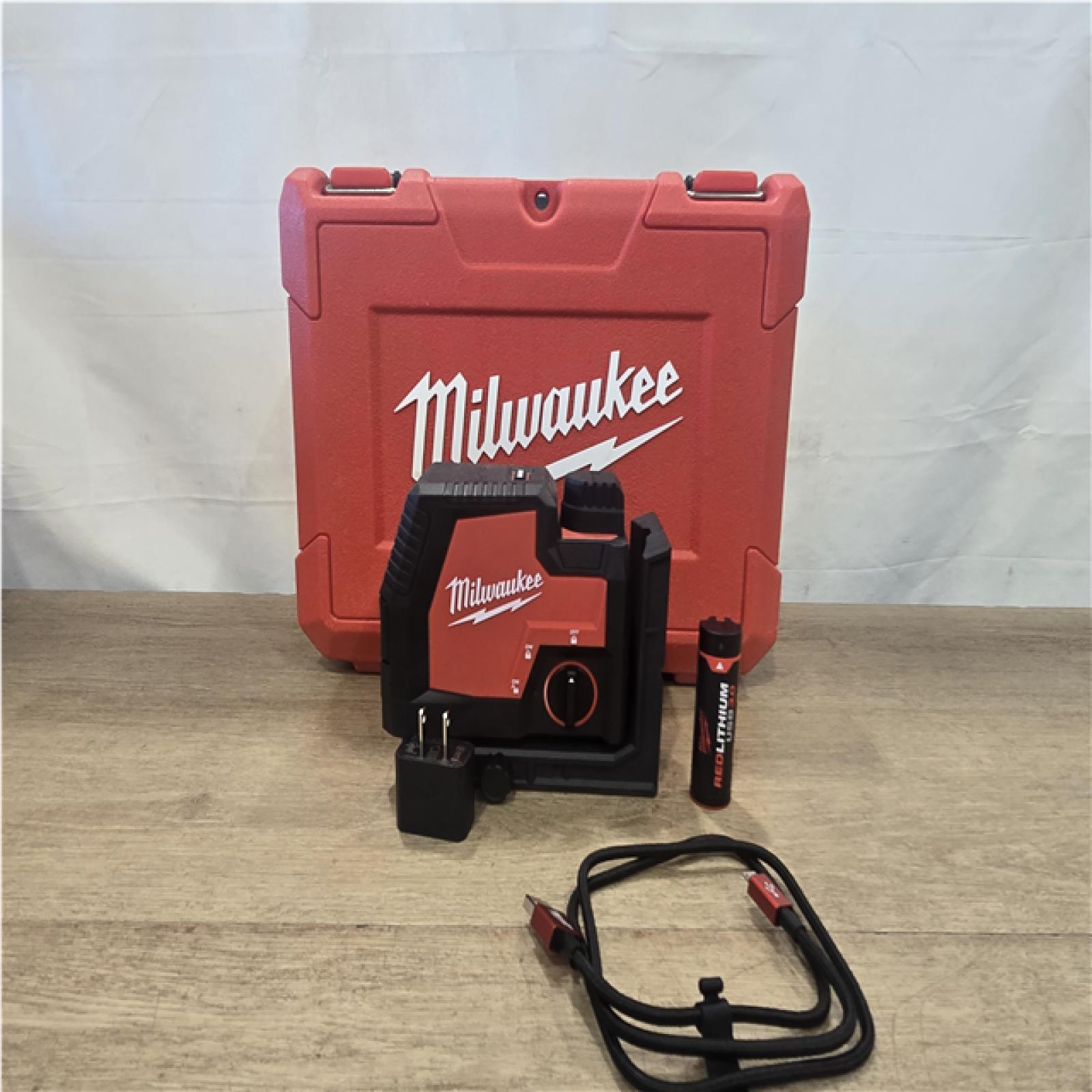 AS-IS Milwaukee 100 ft. REDLITHIUM Lithium-Ion USB Green Rechargeable Cross Line Laser Level with Charger