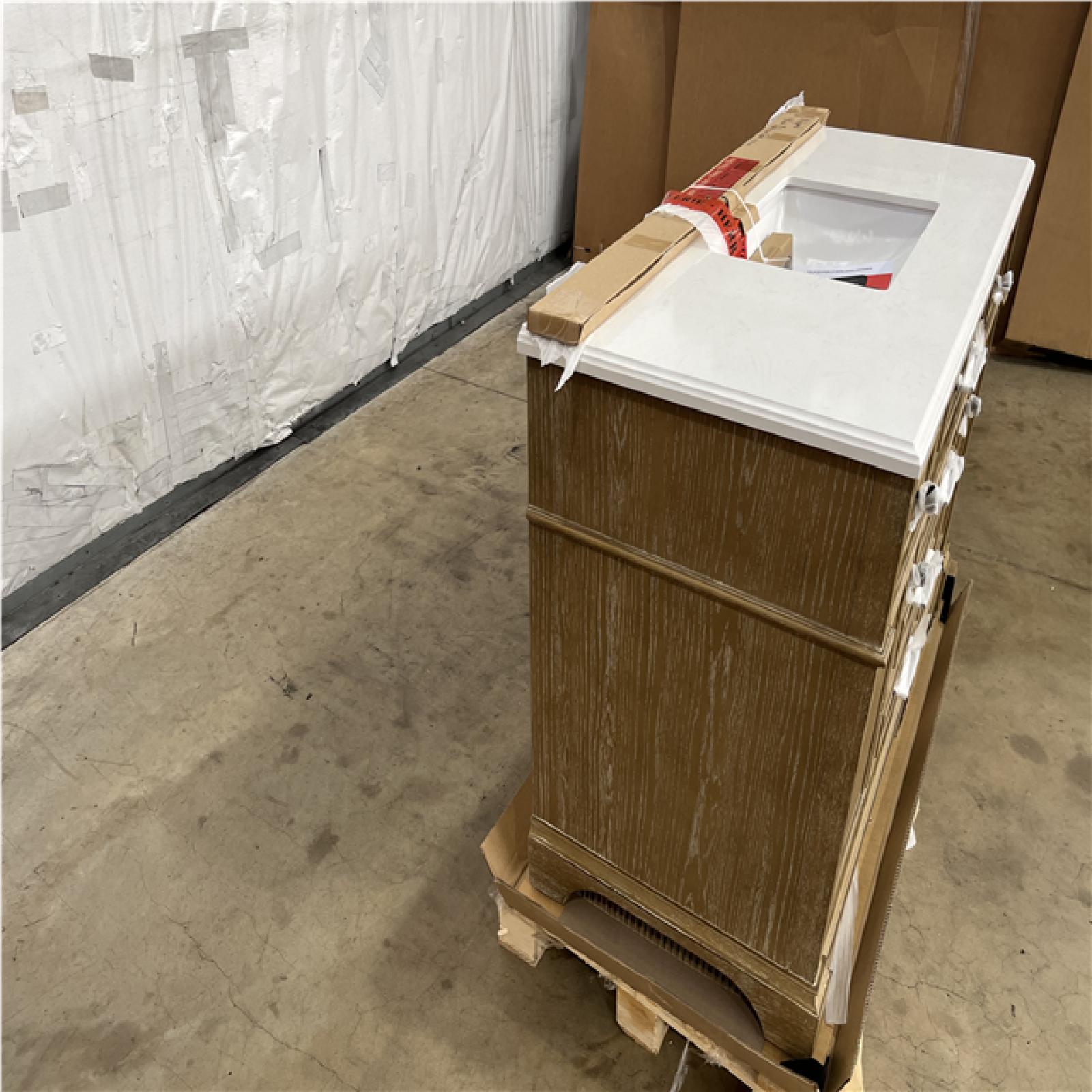 Houston Location - AS-IS home improvement pallet MELPARK 48 ANTIQUE OAK VANITY