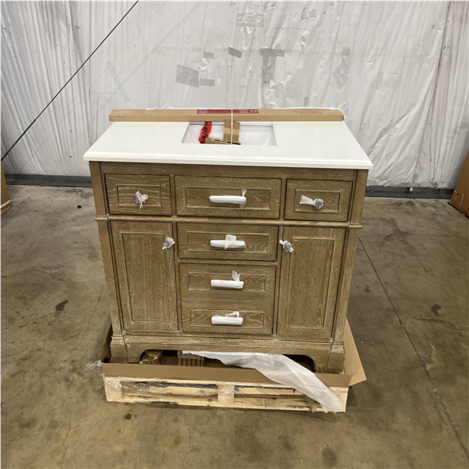 Houston Location - AS-IS home improvement pallet MELPARK 48 ANTIQUE OAK VANITY