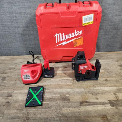 HOUSTON LOCATION - AS-IS Milwaukee-3632-21 M12 Green Beam Laser 360° 3-Plane Kit