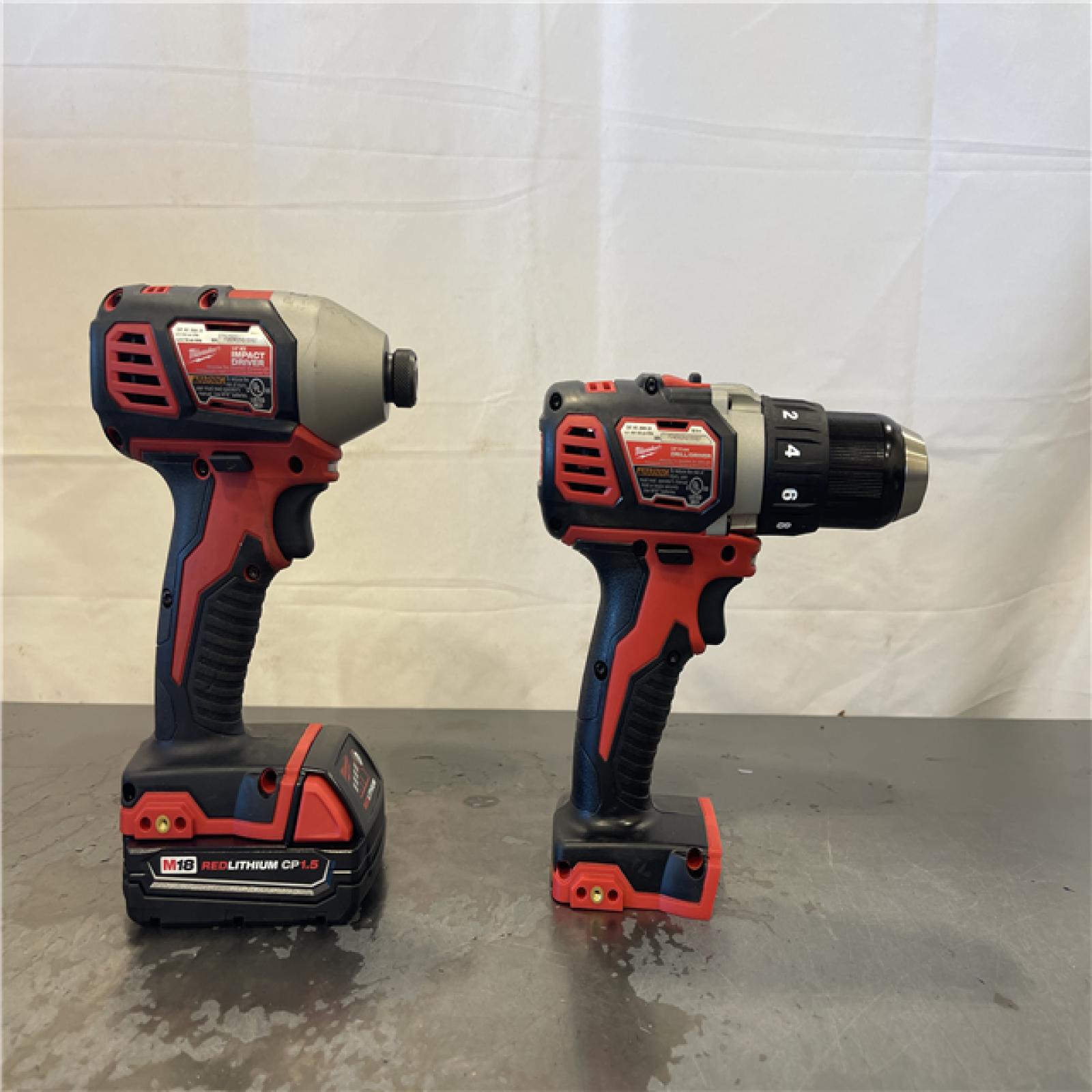 AS-IS- Milwaukee 18V Cordless Brushed 2-Tool Drill/Driver and Impact Driver Kit