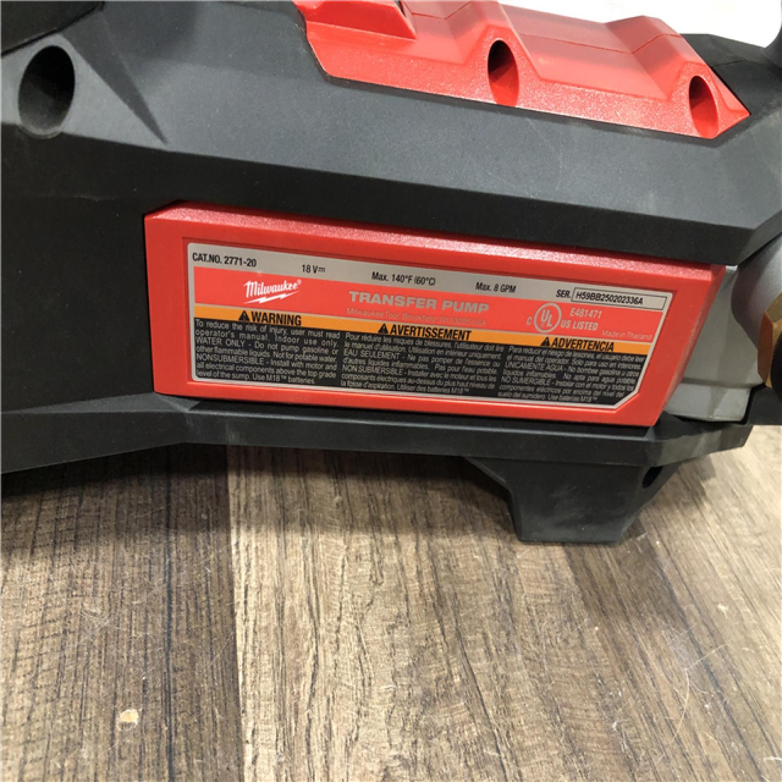 AS-IS Milwaukee 18-Volt 1/4 HP Lithium-Ion Cordless Transfer Pump (Tool Only)
