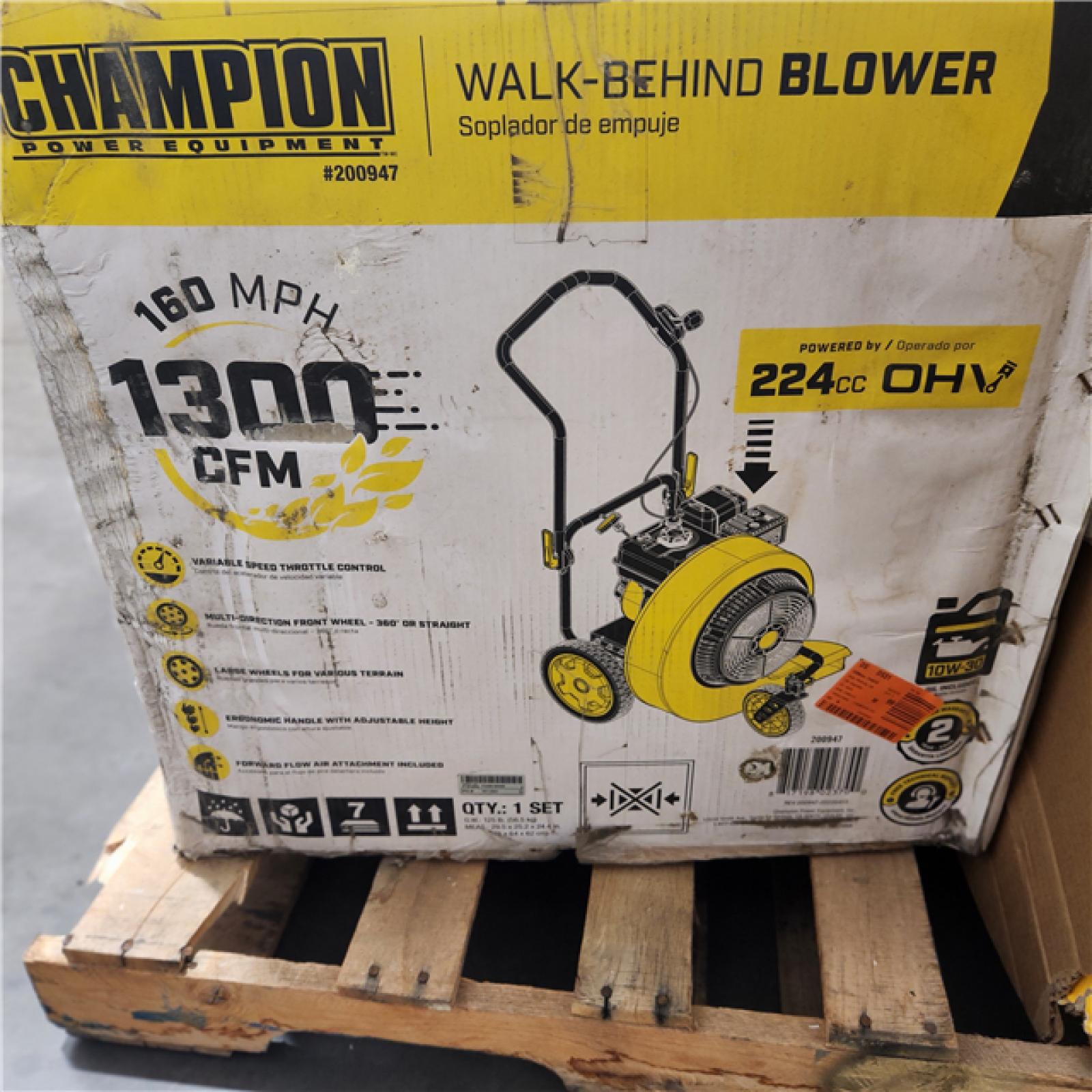 Dallas Location - As-Is Champion Power Equipment 160 MPH 1300 CFM 224 cc Gas Leaf Blower-appear Like New Condition
