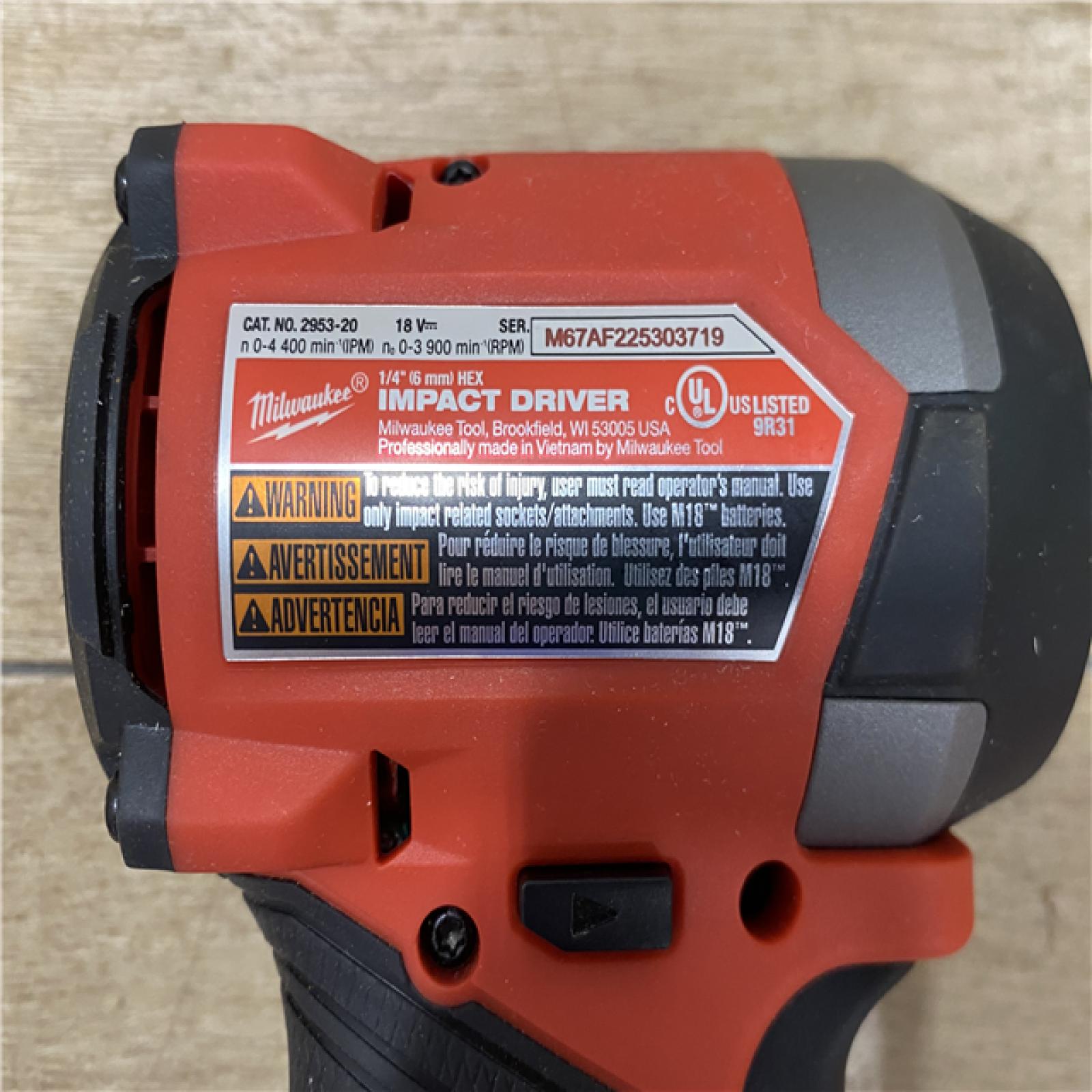 AS-IS Milwaukee FUEL 18V Lithium-Ion Brushless Cordless 1/4 in. Hex Impact Driver (Tool-Only)