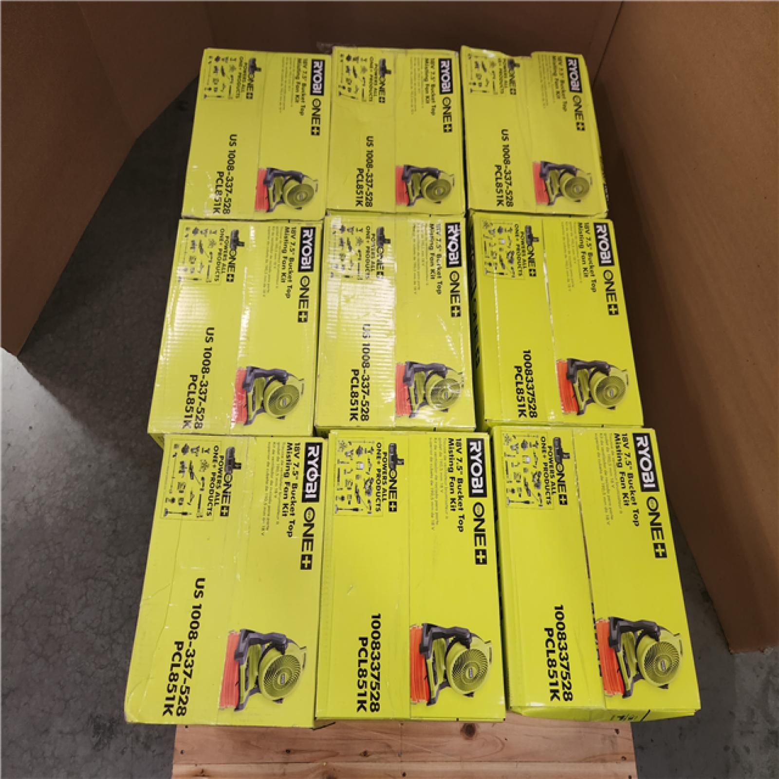 California NEW Ryobi One+ 18V  7.5 Bucket Top Misting Fan Kit  Includes (1) Battery & Charger (9 Pieces)