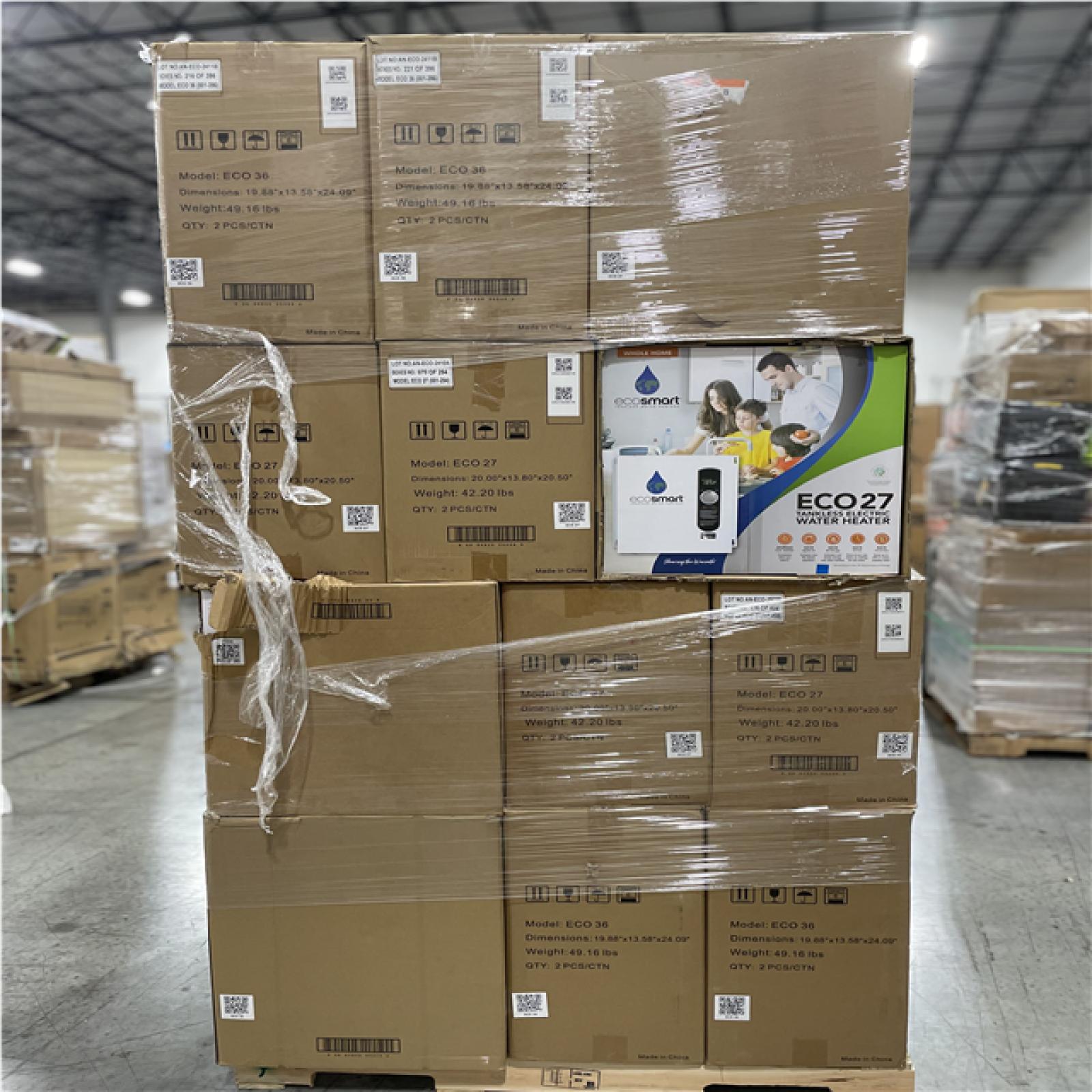 DALLAS LOCATION- ECOSMART 27KW 240V TANKLESS WATER HEATER W INLINE FLOW RESTRICTOR (52 UNITS)