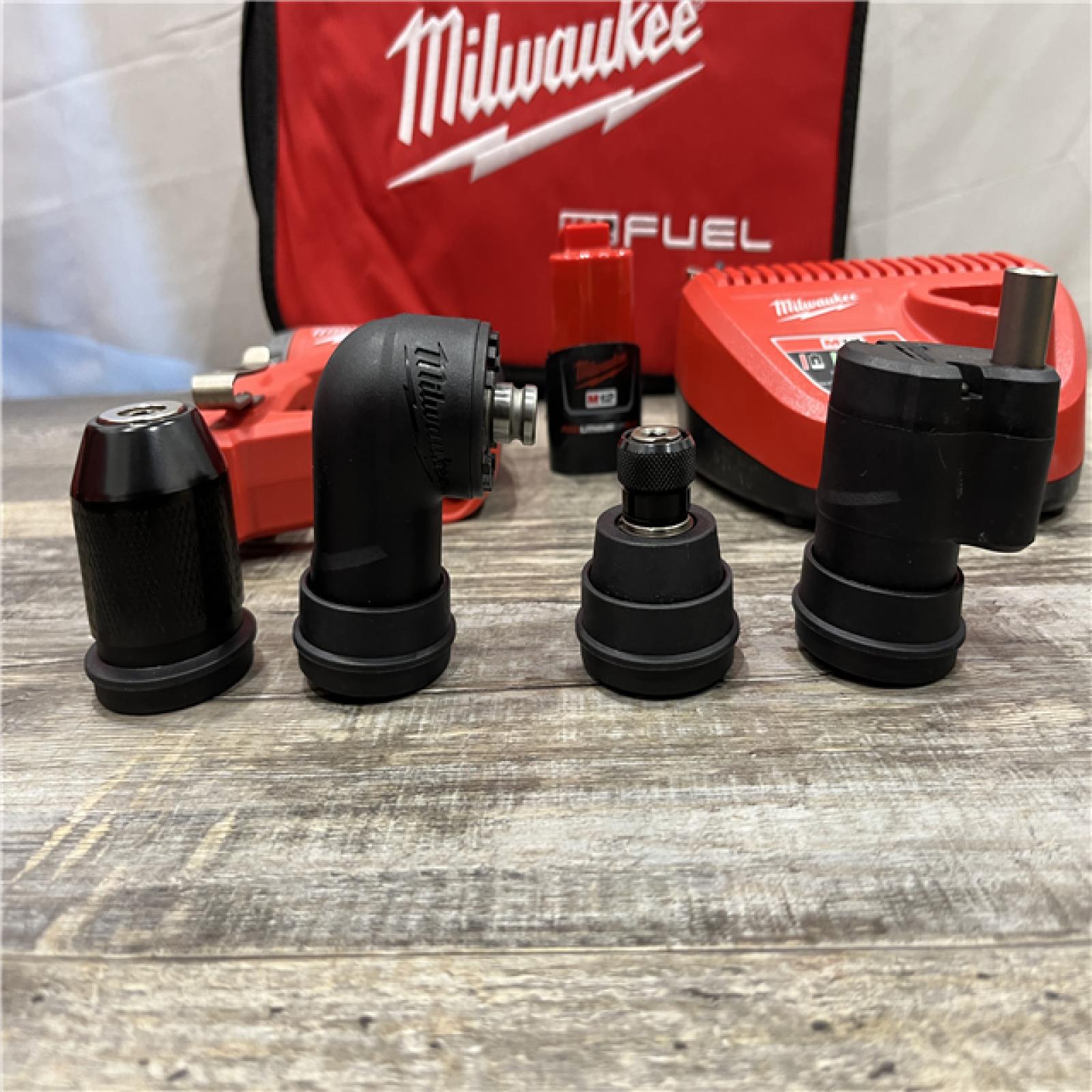 AS-IS Milwaukee  FUEL 12V Lithium-Ion Brushless Cordless 4-in-1 Installation 3/8 in. Drill Driver Kit