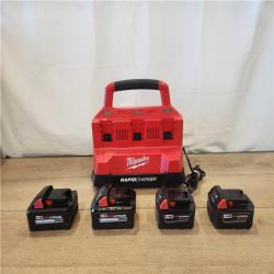 AS-IS- M18 18-Volt Lithium-Ion Battery Pack (2) 5.0Ah and High Output Battery Pack (2) 6.0Ah with PACKOUT 6-Port Rapid Charger