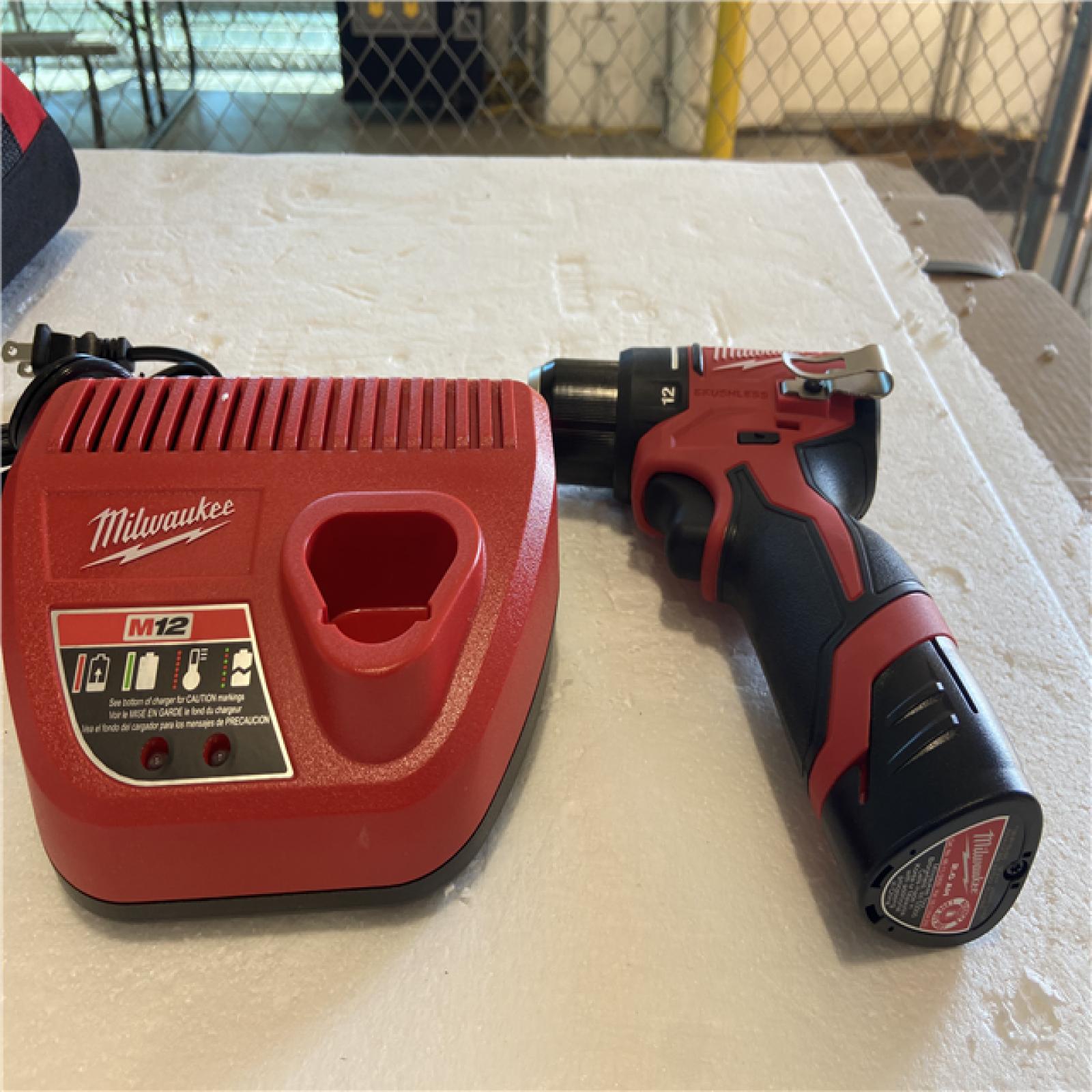 AS-IS Milwaukee Tool M12 3/8 in. Brushless Cordless Drill/Driver Kit (Battery & Charger)