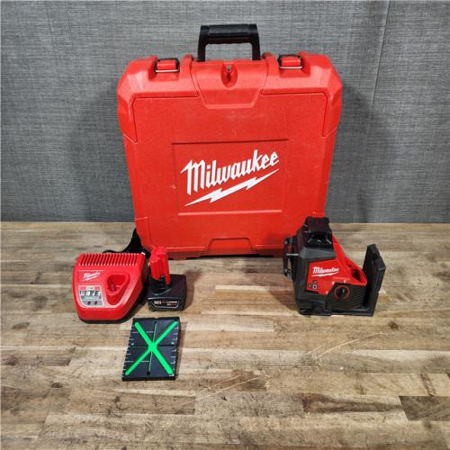 HOUSTON LOCATION - AS-IS Milwaukee 12-Volt Lithium-Ion Cordless Green 250 ft. 3-Plane Laser Level Kit