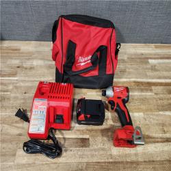 HOUSTON LOCATION - AS - IS Milwaukee 18-Volt Lithium-Ion Compact Brushless Cordless 1/4 in. Impact Driver Kit
