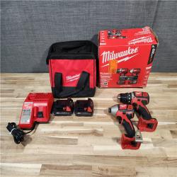 HOUSTON LOCATION - AS-IS Milwaukee M18 18V Lithium-Ion Cordless Drill Driver/Impact Driver Combo Kit