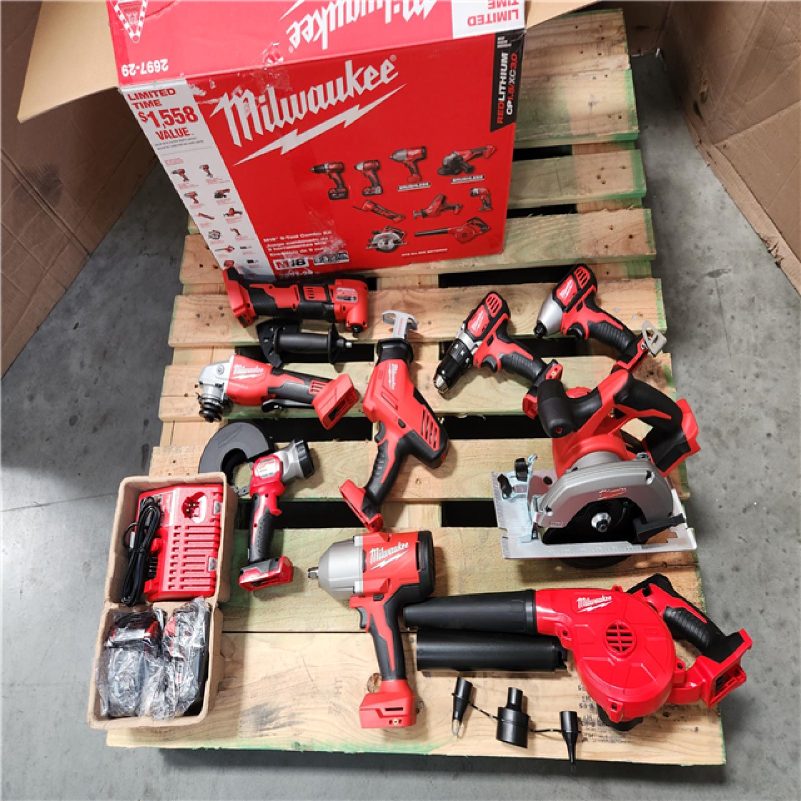 California NEW Milwaukee M18 9-Tool Combo Kit, includes (2) Batteries & Charger