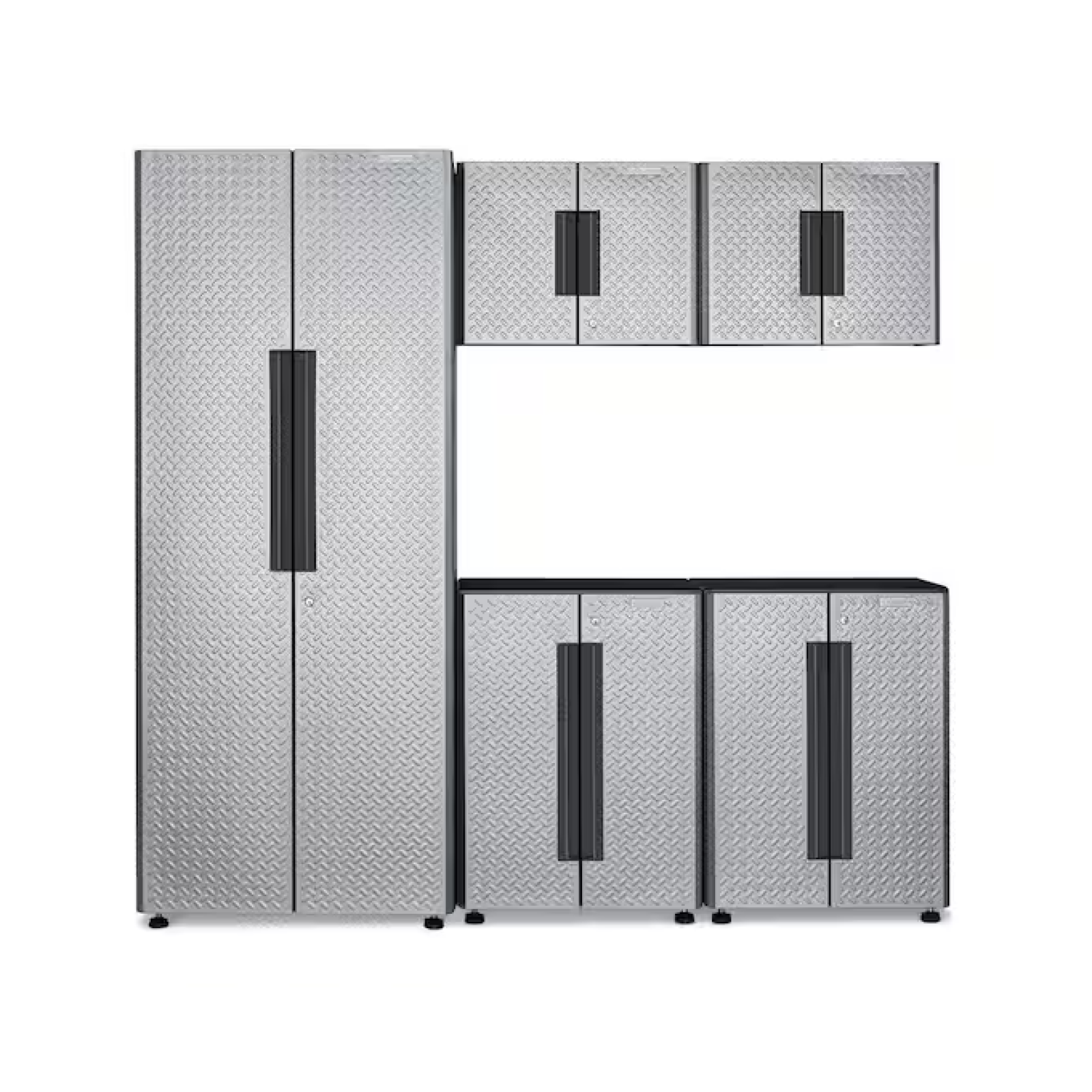DALLAS LOCATION-Gladiator Flex 78 in W x 75 in H x 19 in D Pre-Assembled 24 Gauge Welded Steel 5-Piece Garage Storage System in Silver Tread (2 SETS)