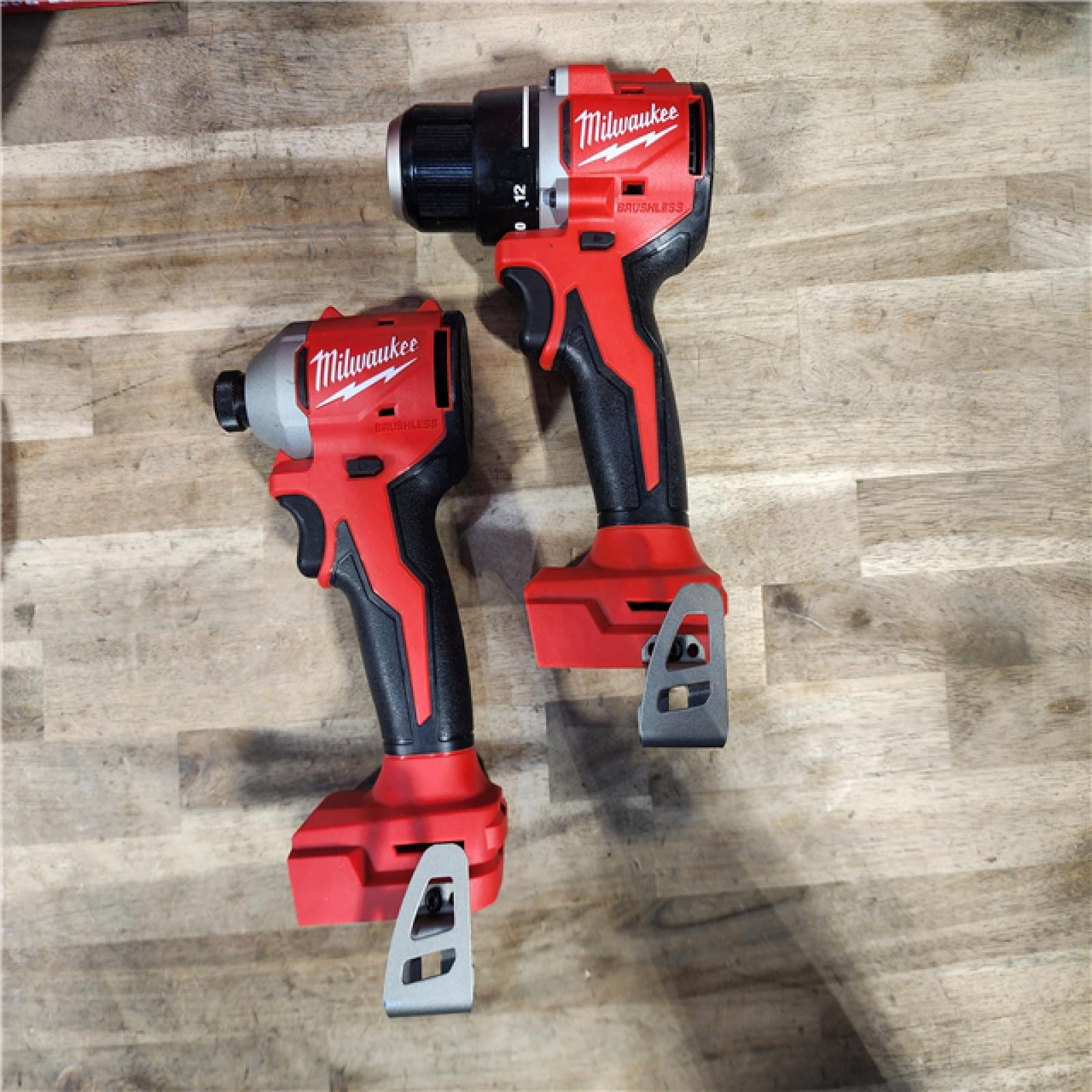 HOUSTON LOCATION - AS-IS Milwaukee M18 18V Lithium-Ion Brushless Cordless Compact Drill/Impact Combo Kit (2-Tool) W/(2) 2.0 Ah Batteries, Charger & Bag