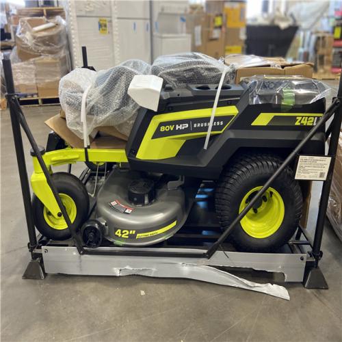 DALLAS LOCATION - RYOBI 80V HP Brushless 42 in. Battery Electric Cordless Zero Turn Riding Mower (2) 80V Batteries (2) 40V Batteries and Charger