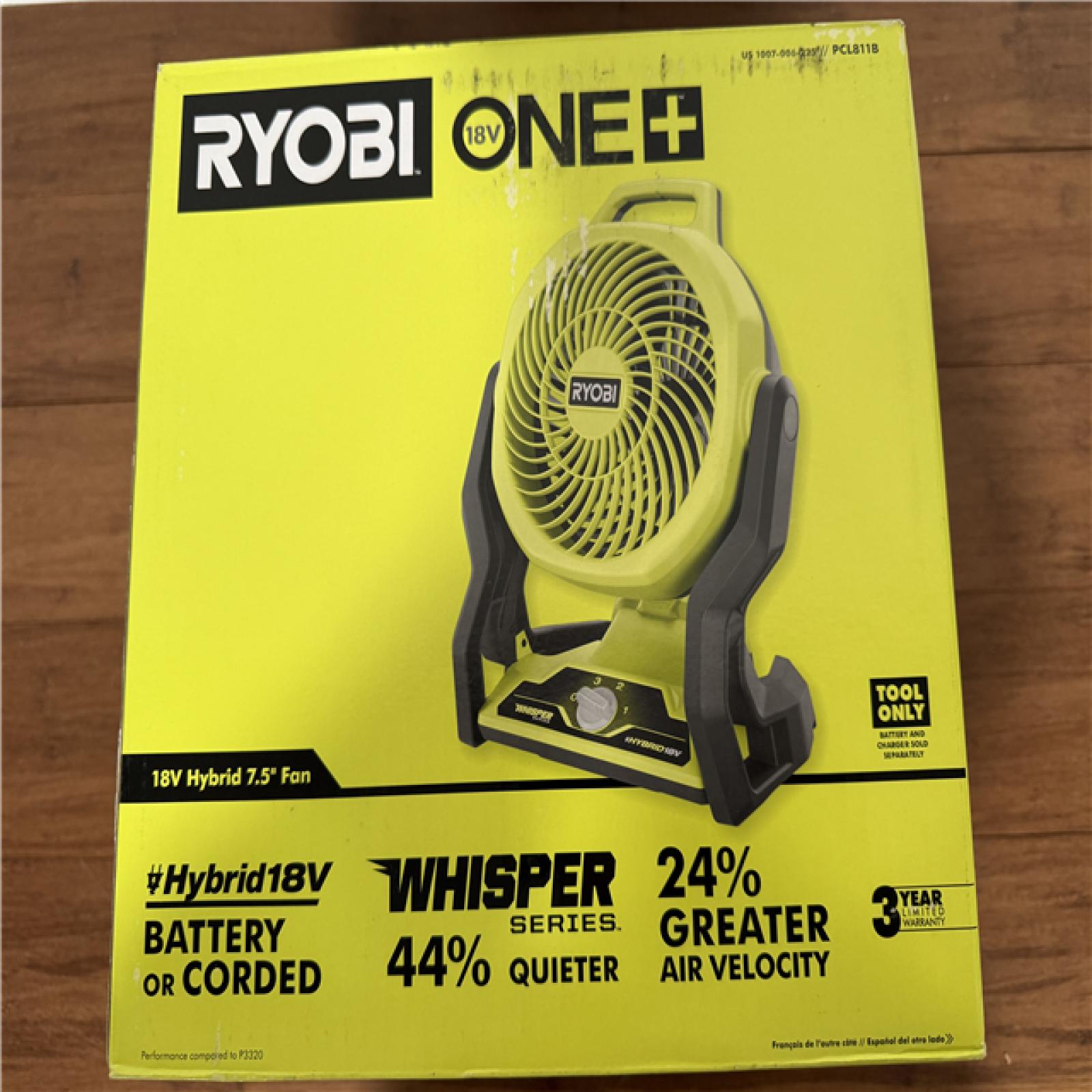 California NEW/Sealed Box Ryobi One+ 18V Hybrid 7.5 Fan (Tool Only)