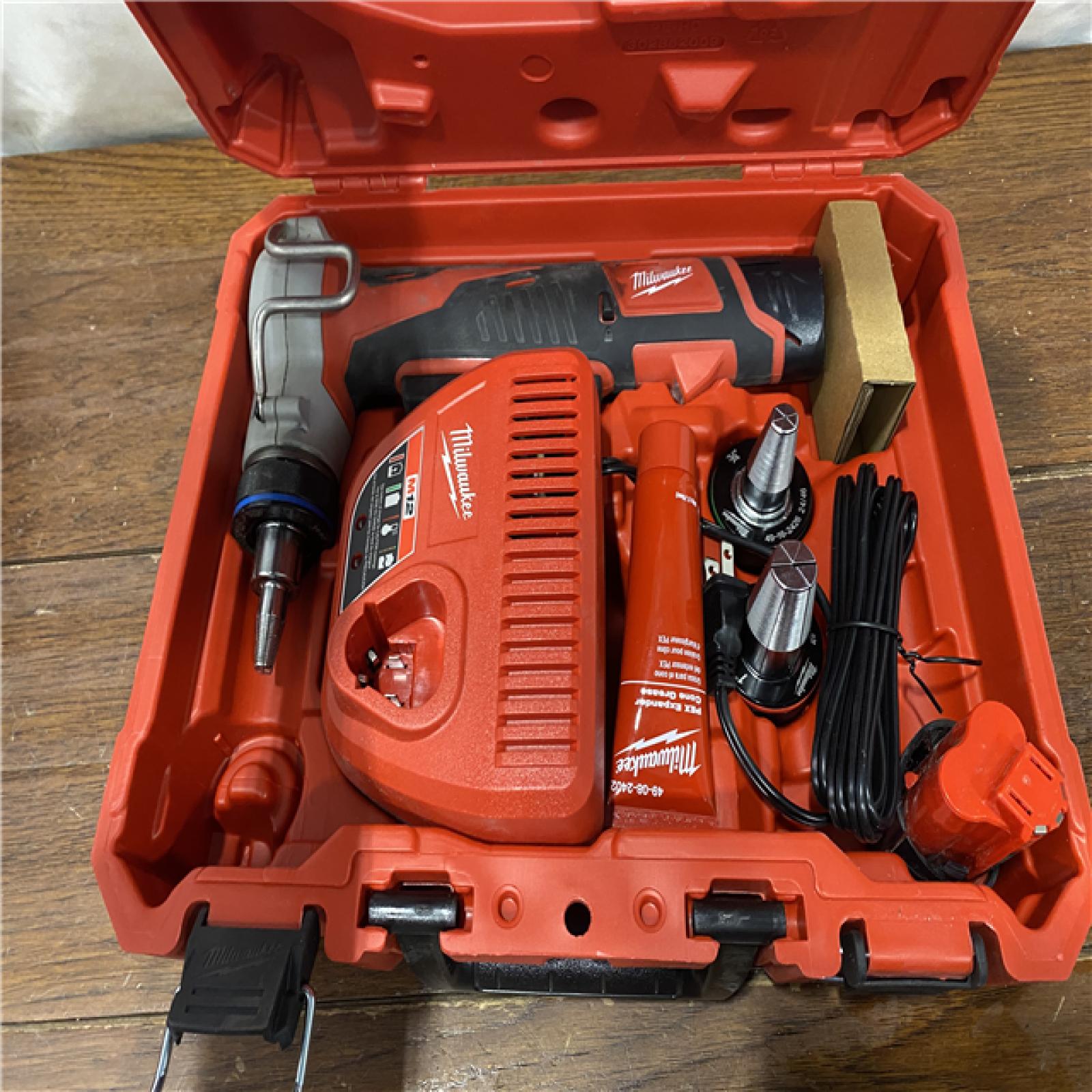 AS-IS Milwaukee M12 12-Volt Lithium-Ion Cordless PEX Expansion Tool Kit with (2) 1.5 Ah Batteries, (3) Expansion Heads and Hard Case