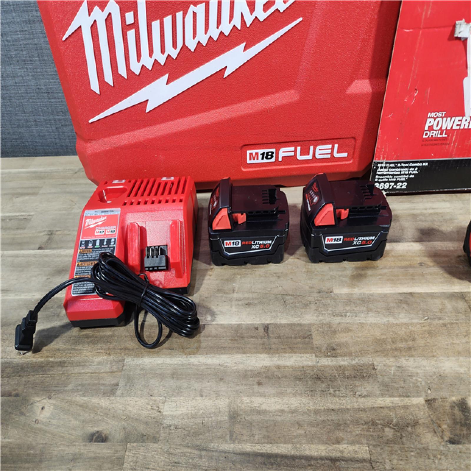 HOUSTON LOCATION - AS-IS (APPEARS LIKE NEW) MILWAUKEE M18 FUEL 18V Lithium-Ion Brushless Cordless Hammer Drill and Impact Driver Combo Kit (2-Tool) with 2 Batteries